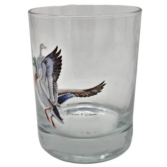 Vtg West Virginia Glass Norman R Warner Signed Glasses Pheasant Mallard Grouse - Picture 11 of 16
